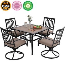 Patio Furniture Set Outdoor Dining Table Swivel Chairs Set 5 Piece