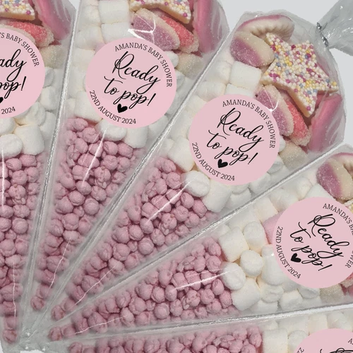 Pegatina personalizada lista para estallar cono de baby shower etiqueta regalo favorito niño niña 35 - Imagen 1 de 17