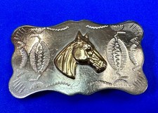 Horse head Vintage Nickel Silver two tone Cowgirls Kids belt buckle