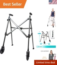 Travel-Friendly Lightweight Walker - No Assembly, Supports 400 lbs, Black Walnut