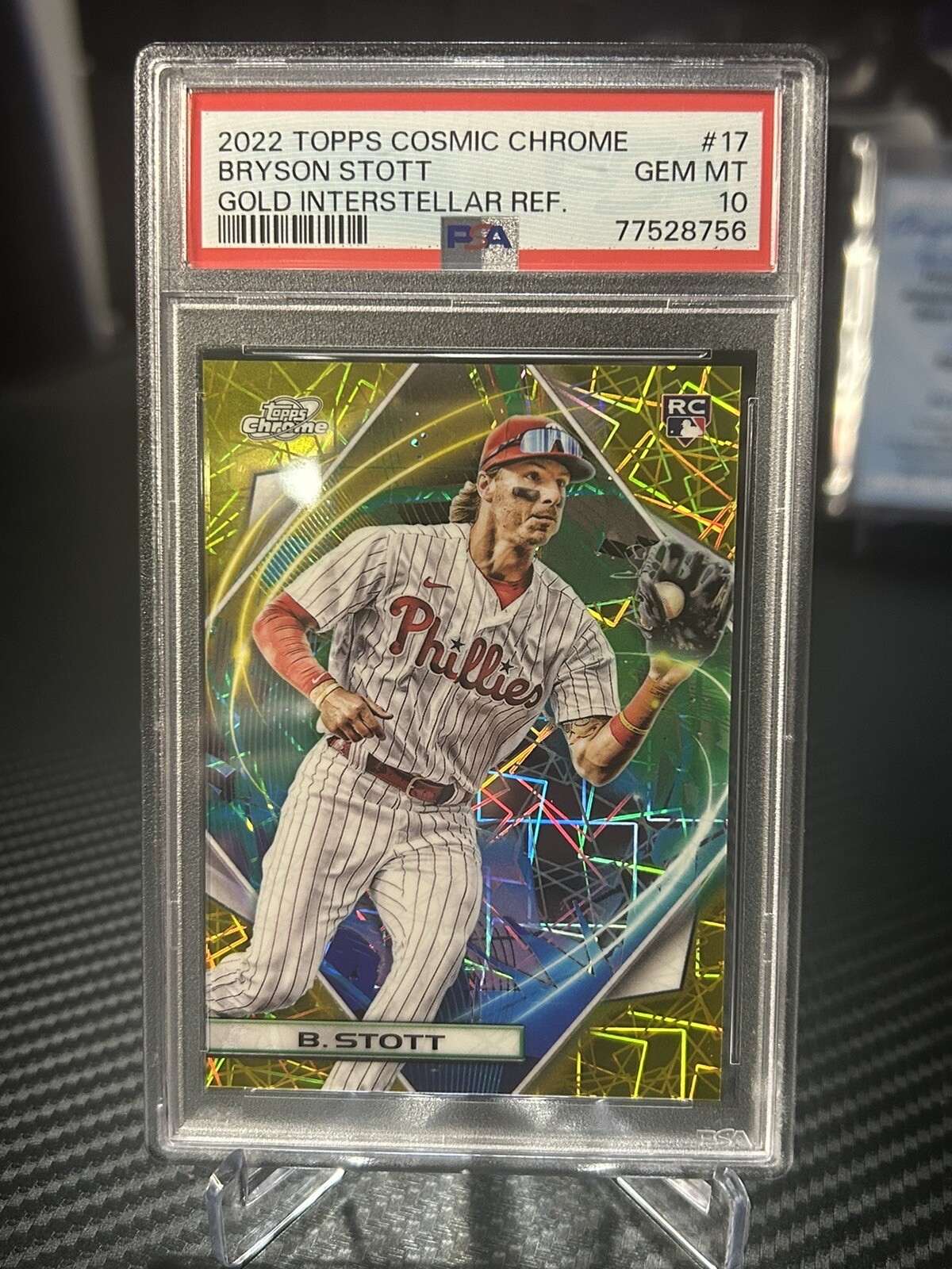 Bryson Stott 2022 Topps Cosmic Chrome Gold Interstellar Refractor /50 Phillies