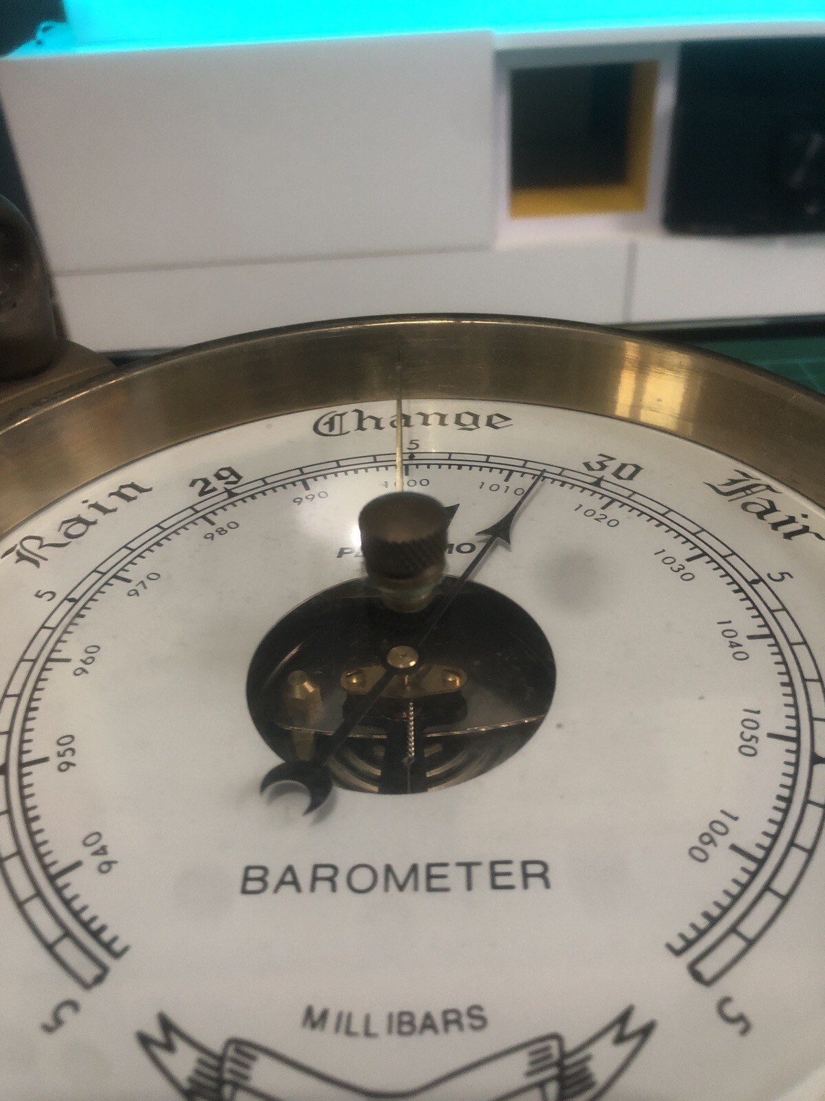 VINTAGE PLASTIMO BRASS BAROMETER NAUTICAL HEAVY DOUBLE CLAMP RRP £500