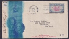 ORVILLE WRIGHT - Auto on 1938 First Day Cover to New York (some water staining)