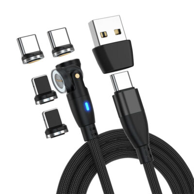 Callstel USB-C/A-Daten- & Ladekabel, USB-C- & Lightning-Magnet-Stecker, 100W PD