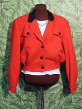 Id Classics Jacket Red 100% Wool Button Front Lined Women M