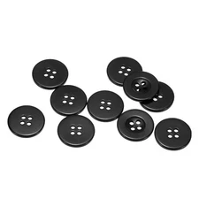 10pcs Sewing Buttons 7/8" Resin Round Flat 4-Hole Craft DIY Buttons, Black