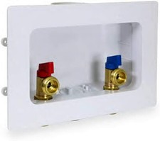 Center Outlet Washing Machine Box - 2 Valves, Nuts, Faceplate  Mounting Bracket