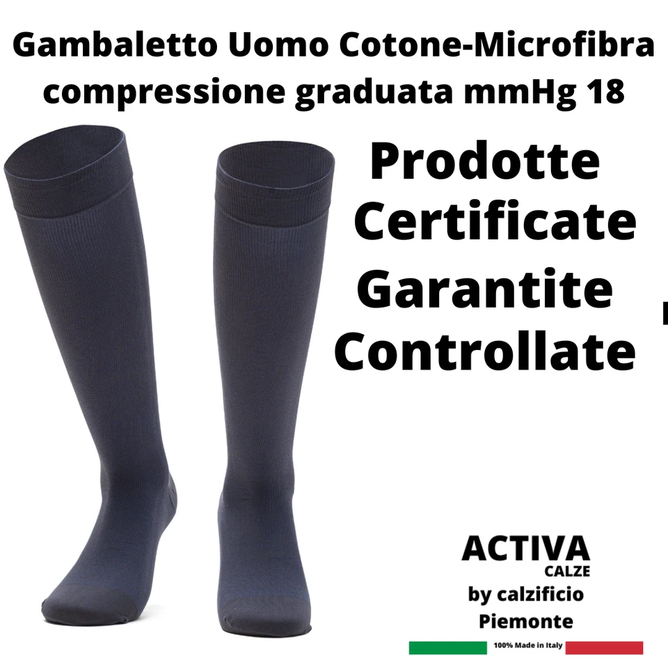 Activa Calze Elastiche Compressione Graduata Uomo Cotone mmHg18 Azione Riposante - Immagine 2 di 4