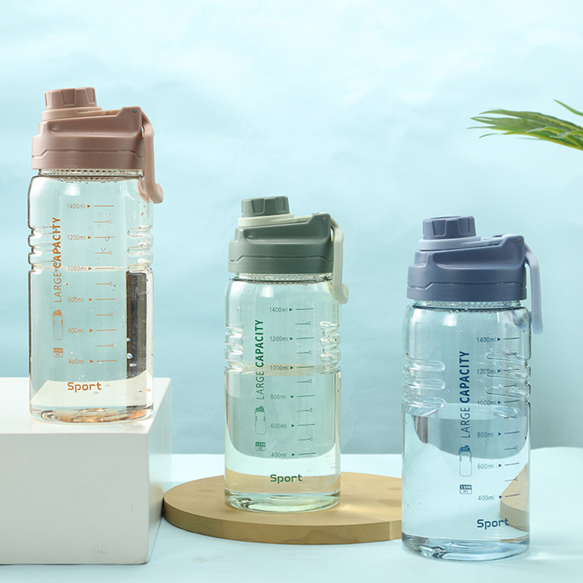 1.5L Sports Water Bottle – BPA Free – Leakproof With Straw & Handle – Blue