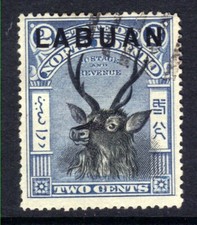 Labuan North Borneo 1897 - 01 QV 2ct Sambar Stag Ovpt used P16 SG 90e ( J732 )