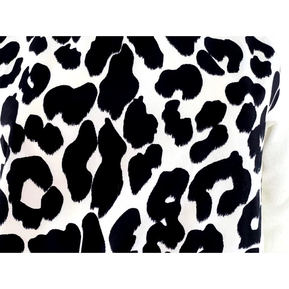 Top casual con stampa leopardata manica a 3/4, camicia con stampa animalier, ... - Immagine 4 di 4