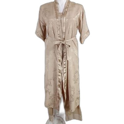 Petra Fashions Lounge Set LARGE Gold Floral Night Pant Wear Robe Belt 4 pc