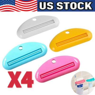 4× Plastic Tube Squeezer Toothpaste Dispenser Holder Rolling Bathroom Extract