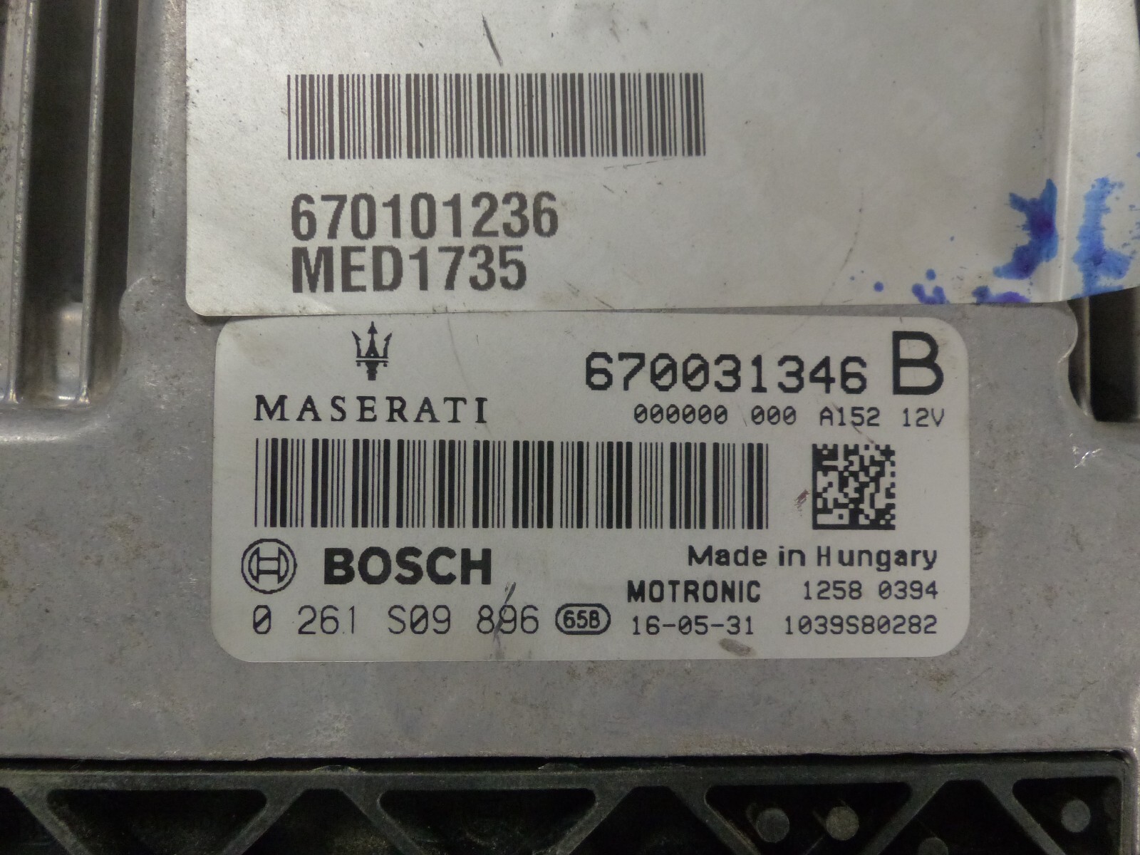 14-20 Maserati Levante Ghibli 3.0L 35K MILES ECU ECM COMPUTER 670031346