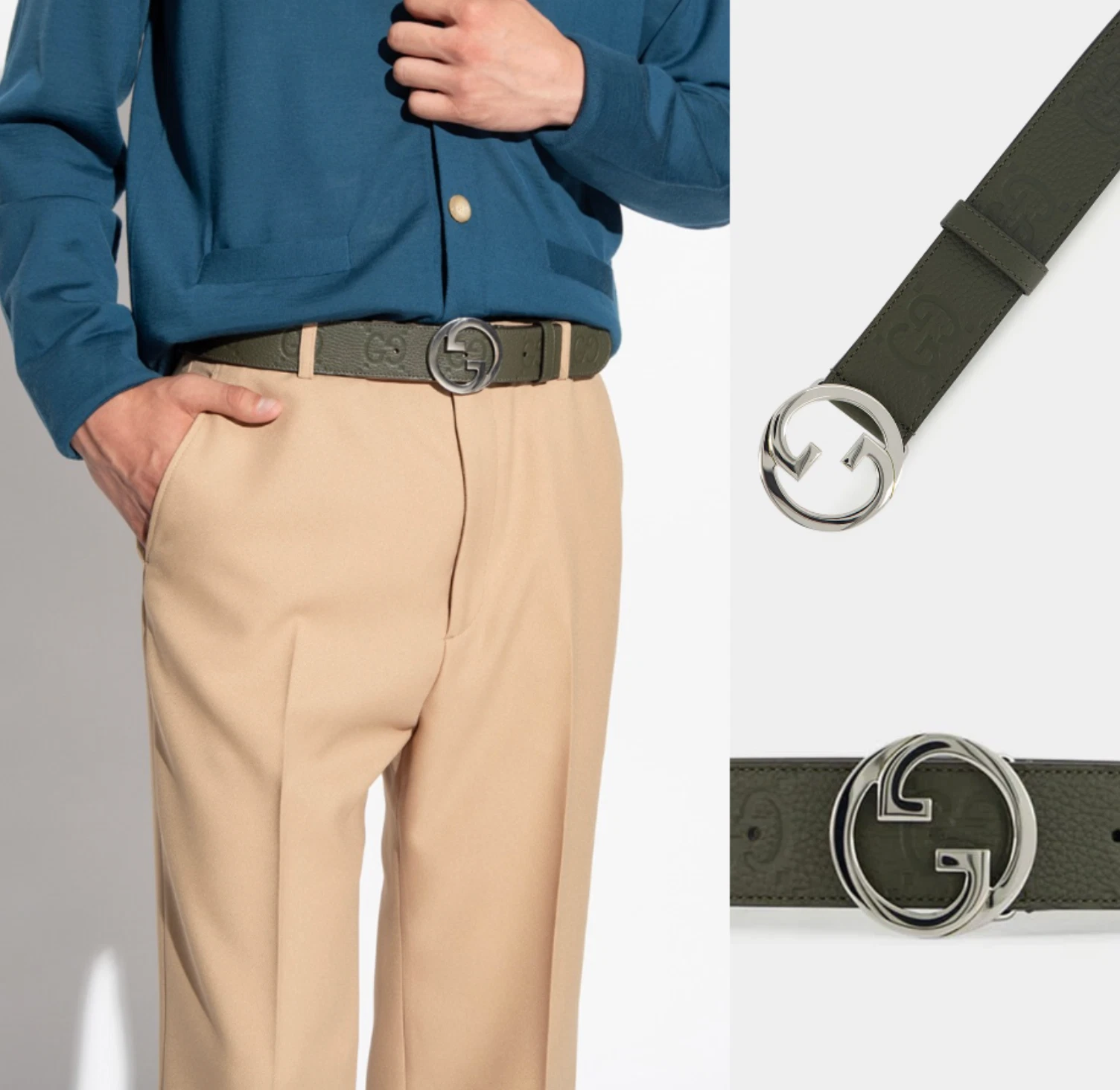 Gucci Gg Ceinture Boucle Enclenchée Gg Boucle avec Staub Bag Unisexe 80