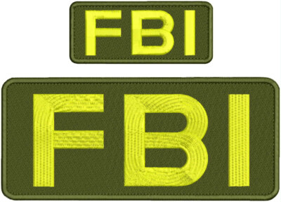 FBI embroidery patches 4x10 and 2x5 hook YELLOW & OD GREEN