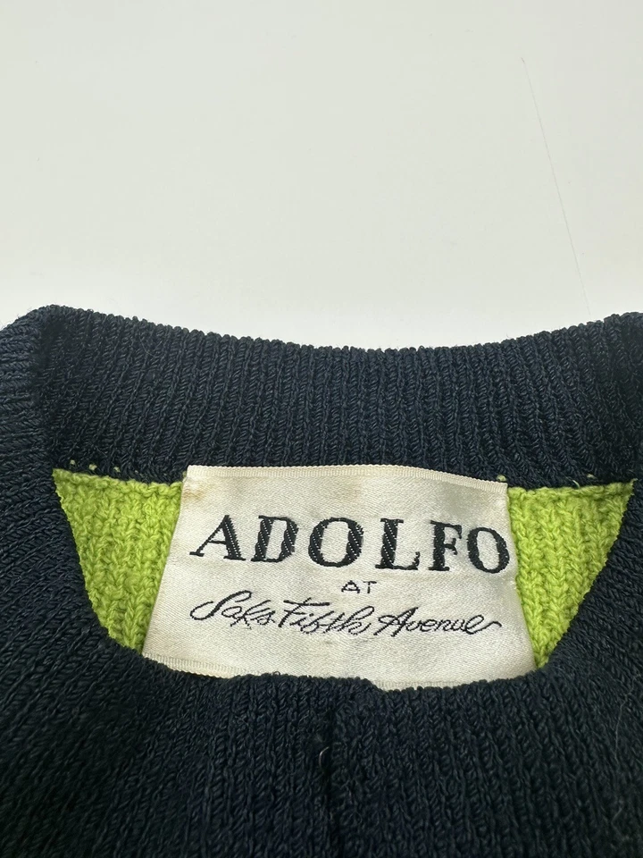 Cárdigan de lana tejido verde vintage Adolfo At Saks Fifth Ave Foto 2 de 4