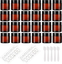 24 Pack 2oz Amber Glass Jars with Black Lids Round Empty Containers for Scrub