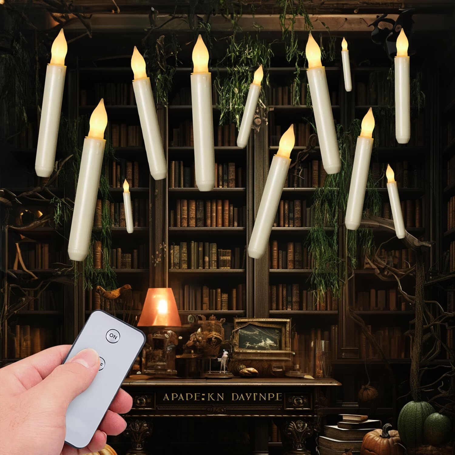 Remote-Operated Flameless LED Taper Candles with Flickering Effect-image