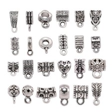20pcs Antique Tibetan Silver Metal Loose Spacer Beads Bail Connector for Pendant