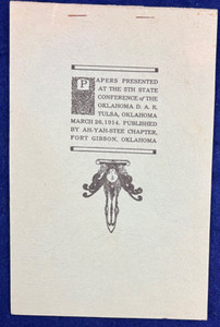 1914 Oklahoma Native American Indian Territory History DAR 1974 Book