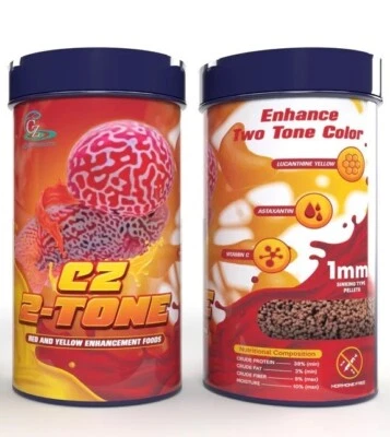 CZ AQUA PRODUCT CZ 2 Tone Flowerhorn fish food Created to Help Enhance two tone colour 100g