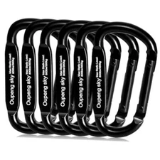 6PCS Carabiner Clip - Heavy Duty Iron Carabiners 800lbs 6pcs 800lbs Black