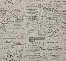 BALLARD DESIGNS DOCUMENT BROWN FRENCH SCRIPT DESIGNER FABRIC BY THE YARD 55" W