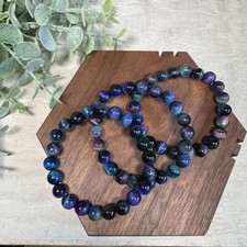 Galaxy Tiger's Eye Stone Beaded Bracelet 8mm Gemstone Stretch Bracelet Handmade