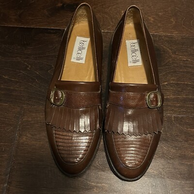 Botticelli Mens Sz 8.5 Vintage Brown Loafers With Buckle 