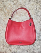 SOLD OUT Red Glovetan Leather COACH Nomad Hobo Bag F36026