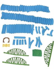 Tomy Blue Plastic Train Track Lot 100 Pc Bridges Switches Ramps Thomas 2001 Vtg