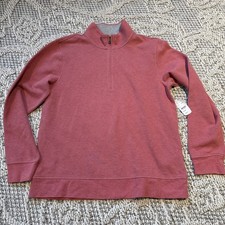Brooks Brothers 1/4 Zip Medium Pullover Sweatshirt Red Cotton Polyester