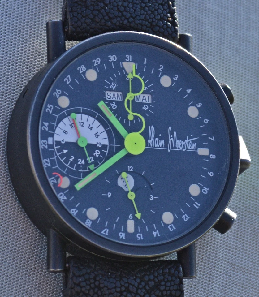 Rarissimo Alain Silberstein Krono 1 Acciaio PVD Nero Edizione Limitata Bauhaus - Immagine 3 di 4