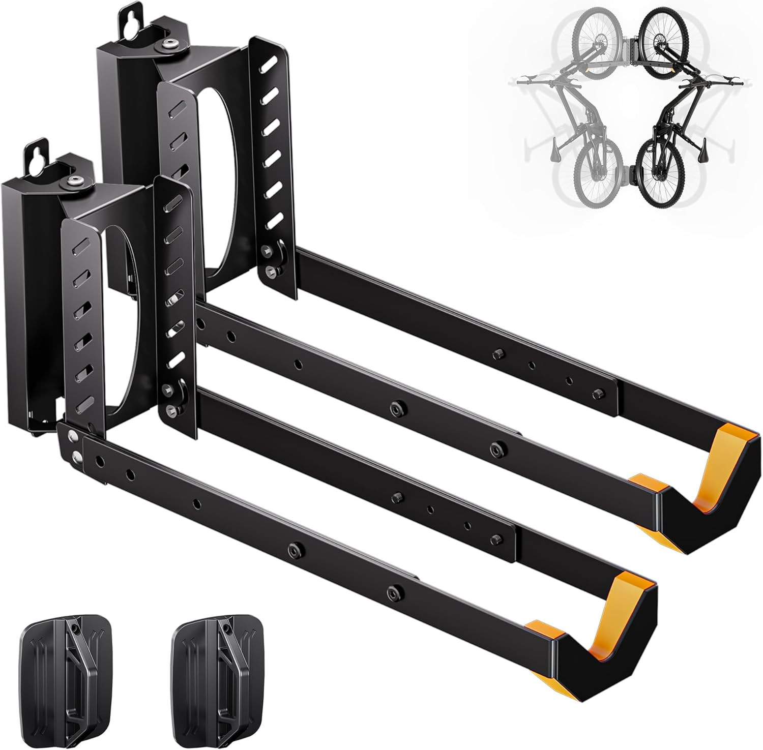 2 Pack Bike Wall Mount Rack - Adjustable Space-Saving Organizer for Garage
