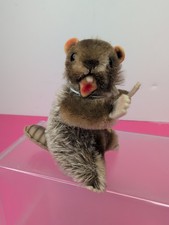4" Vintage Steiff Germany "Nagy" Beaver 1960's Brown Mohair W/ Chest Tag Si2