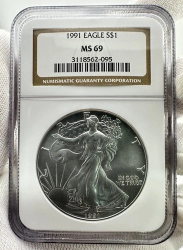1991 $1 American Eagle 1 oz Silver NGC MS69 Coin