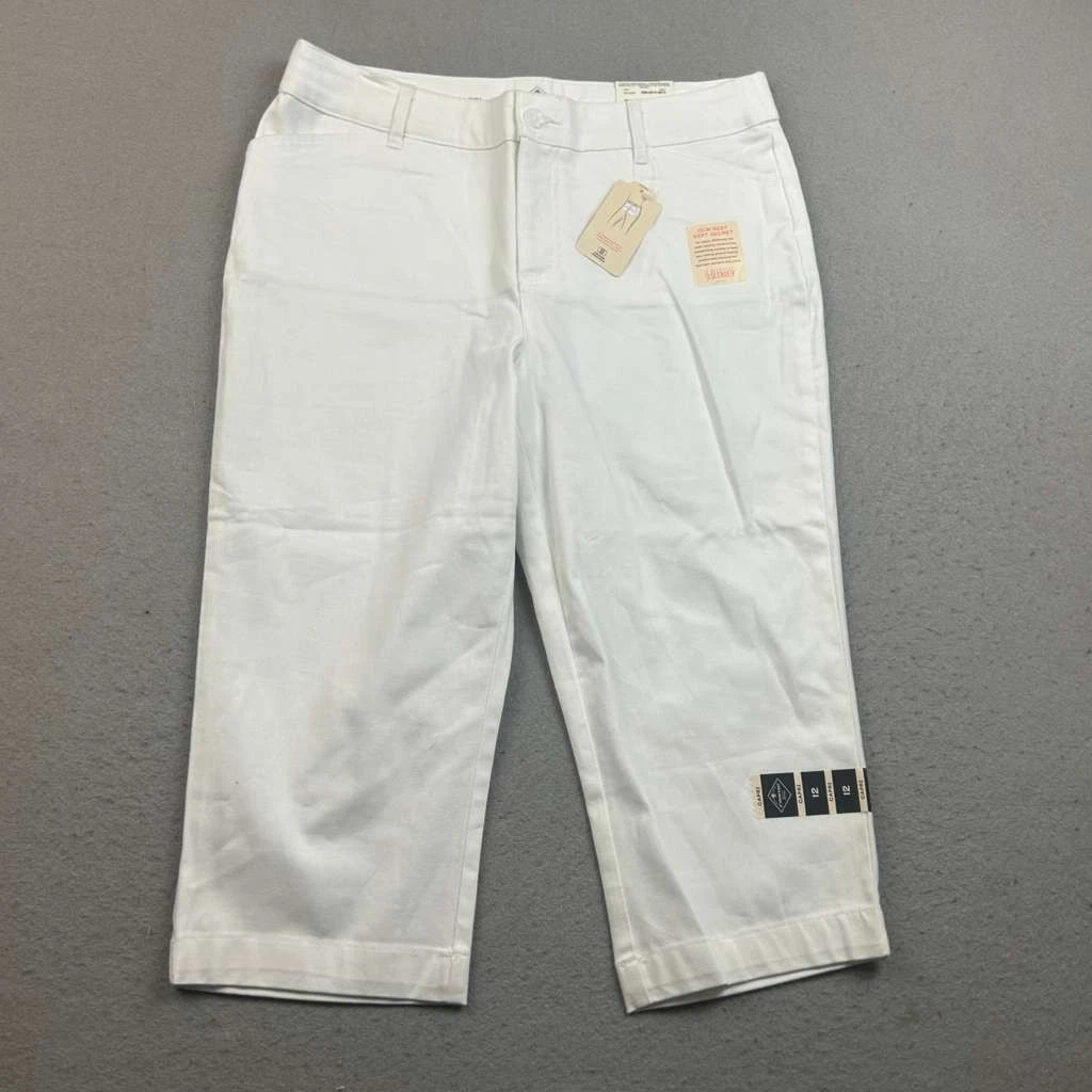 St Johns Bay Pants Womens 12 White Lightweight Mid Rise Capris NWT