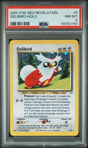 Delibird - Holo - PSA 8 - Neo Revelation - 2001 - #5/64 - Pokemon - Vintage