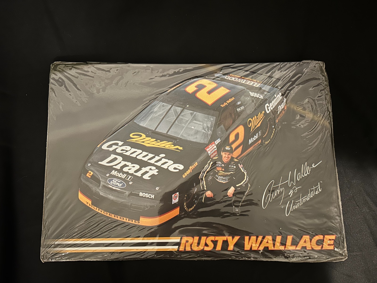 Rusty Wallace  #2 Car  Miller Lite Genuine Draft Car Tin Picture NASCAR