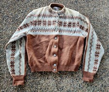 Vintage Wool Sweater M/L Fair Isle Cardigan Button Front Jersild EUC
