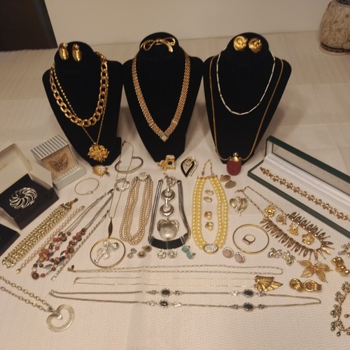 Vintage High End Gold & Silver Tone Jewelry Lot ALL Designer Signed 56 Pieces