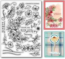DIY Flowers and Leaves Clear Stamps for Card Making Daisy Floral Rubber Stamps G