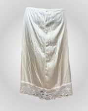 Vintage 80s 90s Vassarette Nylon Slip Ivory Regular Solid Lace Trim Womens M