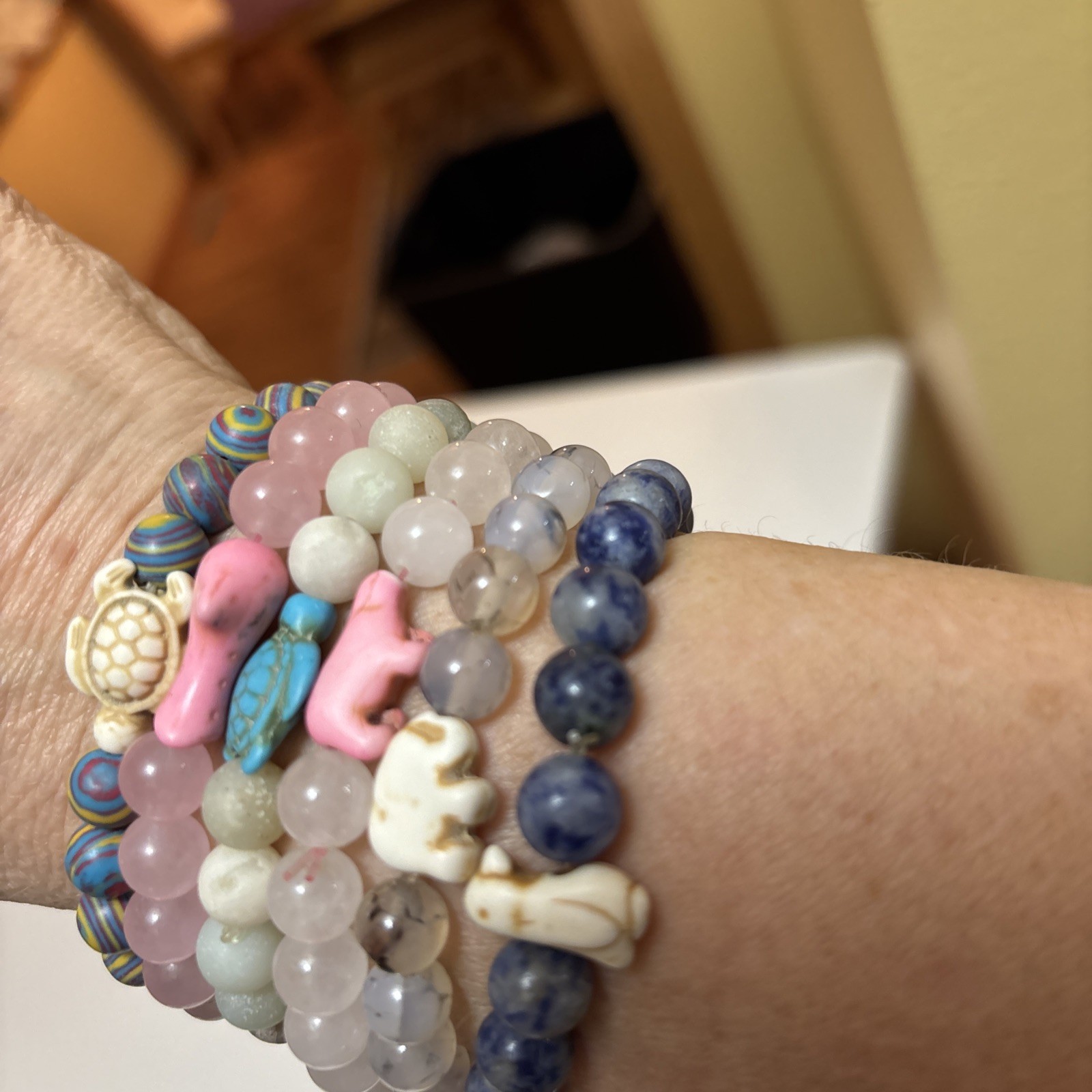 Multicolored Beaded Bracelets With Mini Animals S… - image 1
