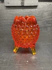 A Brilliant Vintage MCM Fenton Hobnail Amberina Glass 4.5” Egg Shape Vase