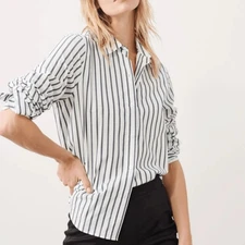 NWT Jenni Kayne Classic Navy Stripe The Perfect Shirt Size Small Corporate Work