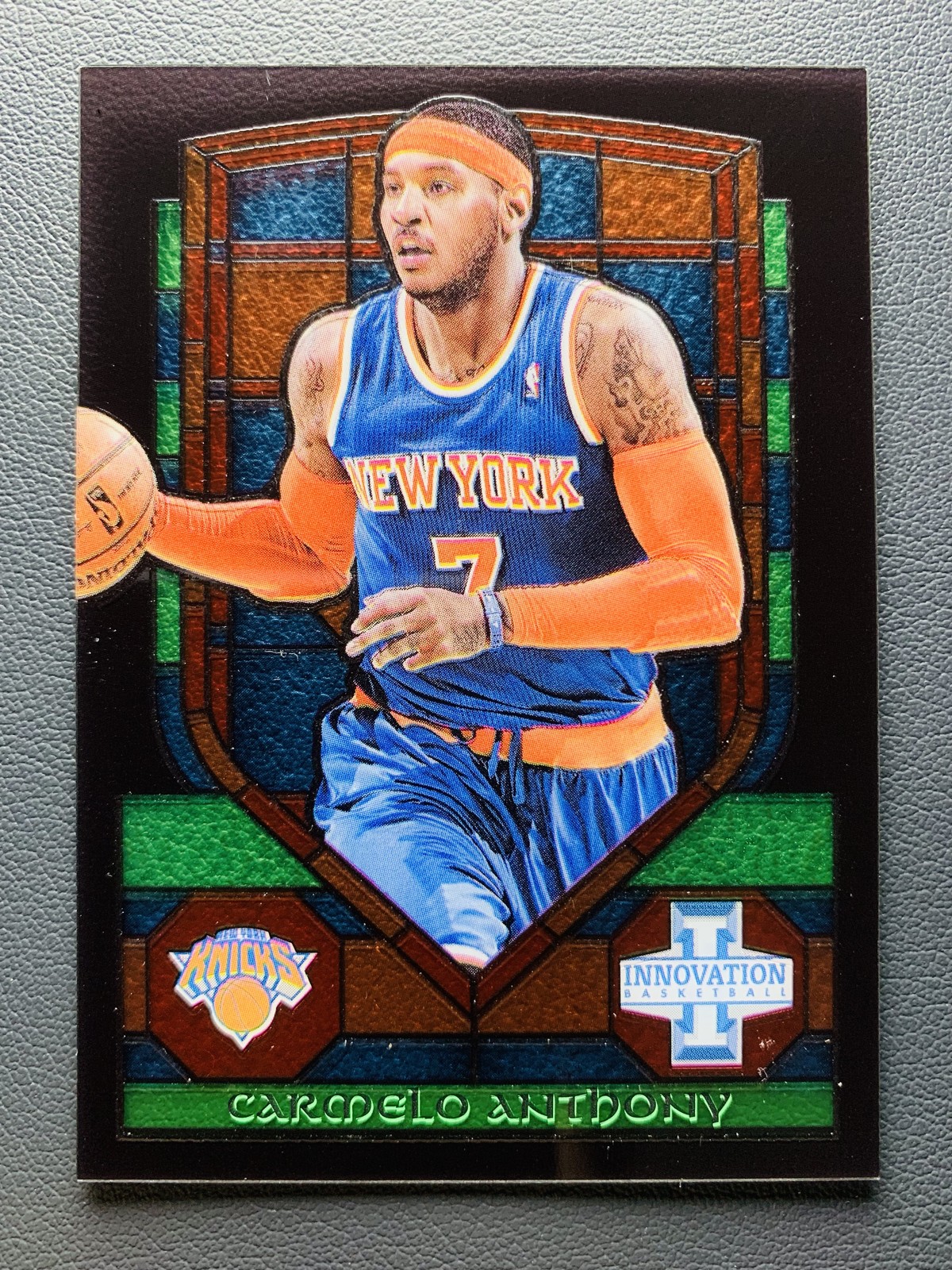 2013-14 Panini Innovation Carmelo Anthony #5 Stained Glass Case Hit SSP Knicks