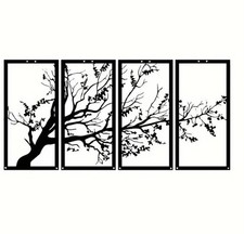 4Pcs Large Tree Of Life Plum Tree Metal Wall Art 