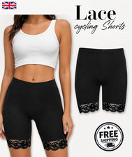 Womens Cycling Shorts Dancing Gym Leggings Active Casual Lace Trim Running Pants